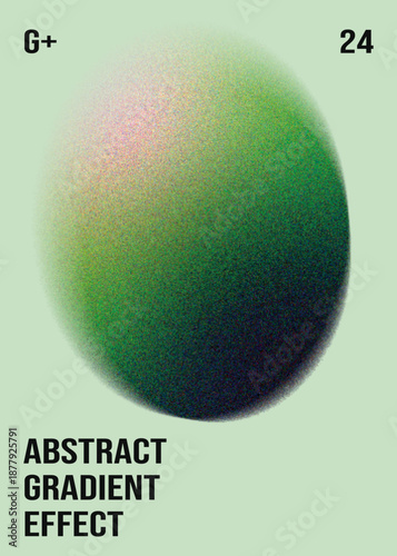 Glowing green and black abstract gradient background in circle shape with grainy grunge noise texture.