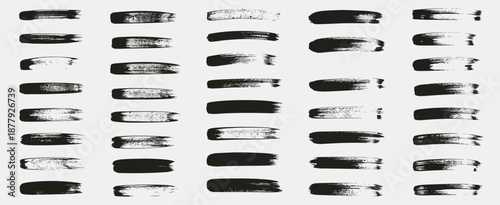 Grunge brush stroke texture collection, featuring rough paint marks with dry edges, expressive vector elements for artistic compositions, abstract design, creative layouts, posters