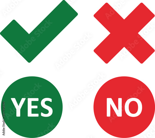 Green check mark and red cross with yes and no buttons