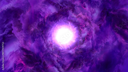 Schilderij op canvas Purple colorful cloud tunnel travel concept