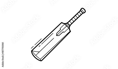 Minimalist Cartoon Cricket Bat Line Art Vector Illustration for Sports Graphics