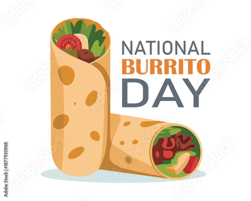 vector graphic of national burrito day good for national burrito day celebration. flat design. flyer design.flat illustration.