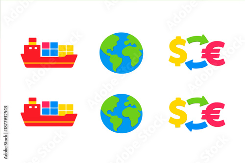 Global Trade and Currency Exchange Icons