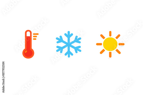Thermometer, Snowflake, and Sun Icons