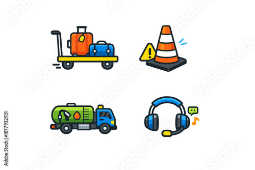 Collection of airport service icons