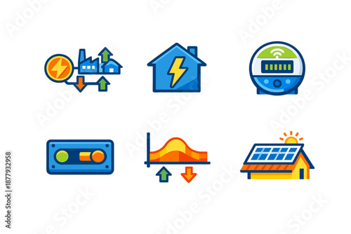 Set of icons for smart grid and renewable energy