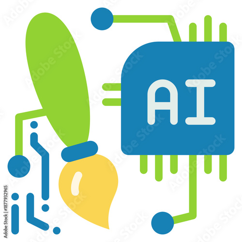 artist brush drawing picture generate ai technology flat style icon
