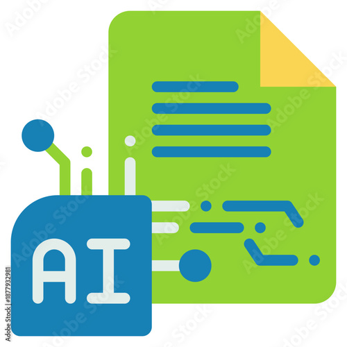 document paper report content writing ai generate digital flat style icon