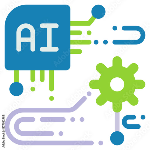circuit technology setting gear wheel ai flat style icon