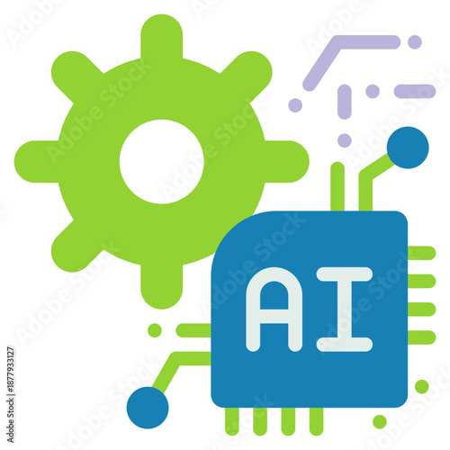 working setting control cog wheel ai control technology flat style icon