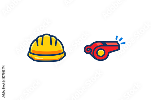 Hard Hat and Whistle Icons