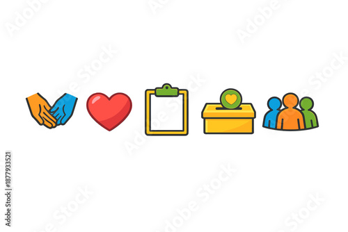 Set of icons for charity and social causes