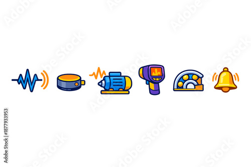 Set of icons for industrial measurement and detection