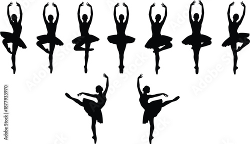 Based on your vector illustration featuring a graceful collection of ballerina silhouettes in various classical ballet poses, here is the SEO-optimized content.