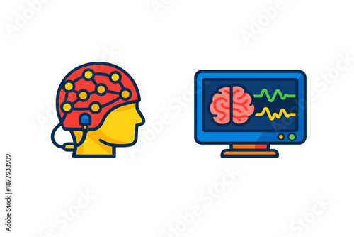 Brainwave monitoring and analysis illustration
