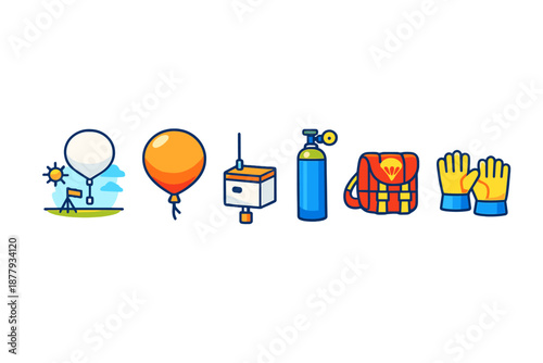 Collection of adventure and exploration equipment icons