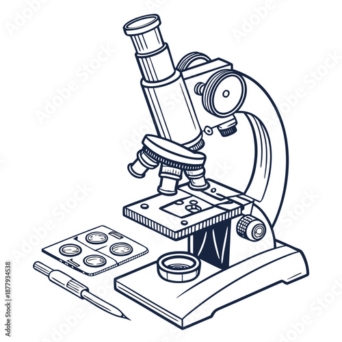 Advanced chemical analytical instrument: conceptual vector illustration of high-precision technology for scientific research, data analysis, and measurement.