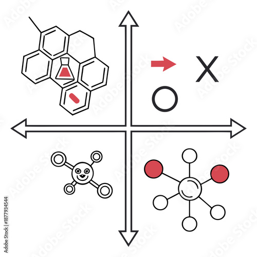 User-friendly chemical compound compatibility mapping: interactive digital tool for analyzing molecular interactions and scientific relationships in a clean vector graphic.
