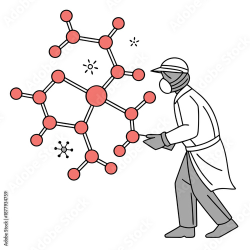Chemical compound stabilization technique illustration, showcasing protection methods for molecular integrity.