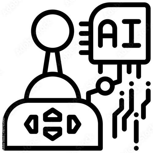 control joy gaming ai technology simple line icon