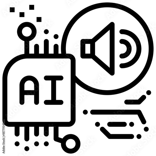 loud sound control volume ai technology artificial intelligence simple line icon