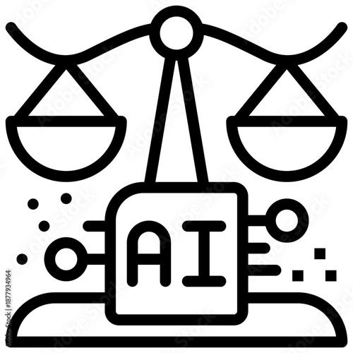 ethics fairness lawer governance ai artificial intelligence simple line icon