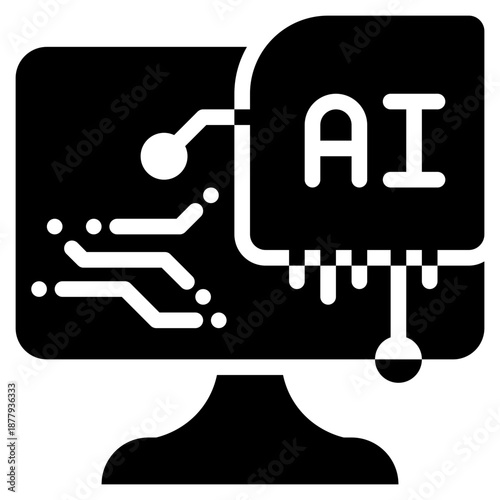 computer privacy working personal ai technology solid glyph icon
