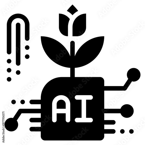 growth plant agriculture flower bloom ai technology solid glyph icon