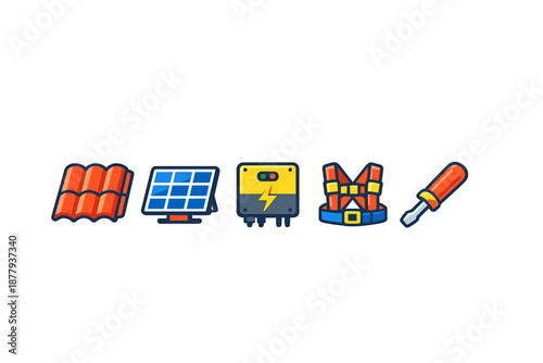 Solar energy equipment icons