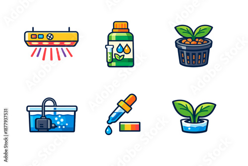 Hydroponic Growing Equipment Icons