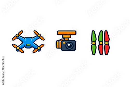 Drone, Camera Gimbal, and Propellers Icons