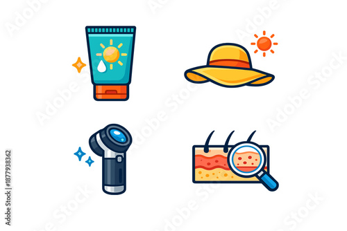 Sun protection and skin care icons