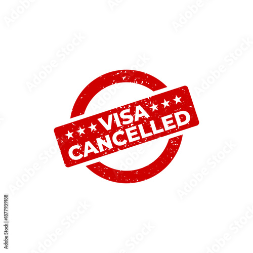 visa cancelled grungy stamp vector illustration.