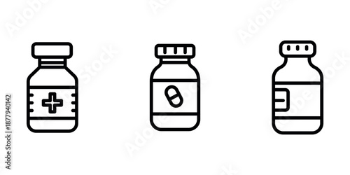 medicine-bottle outline or line icon design bundle.