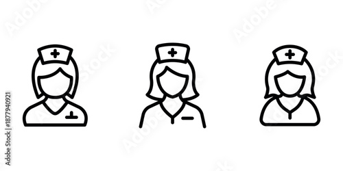 nurse outline or line icon design bundle.
