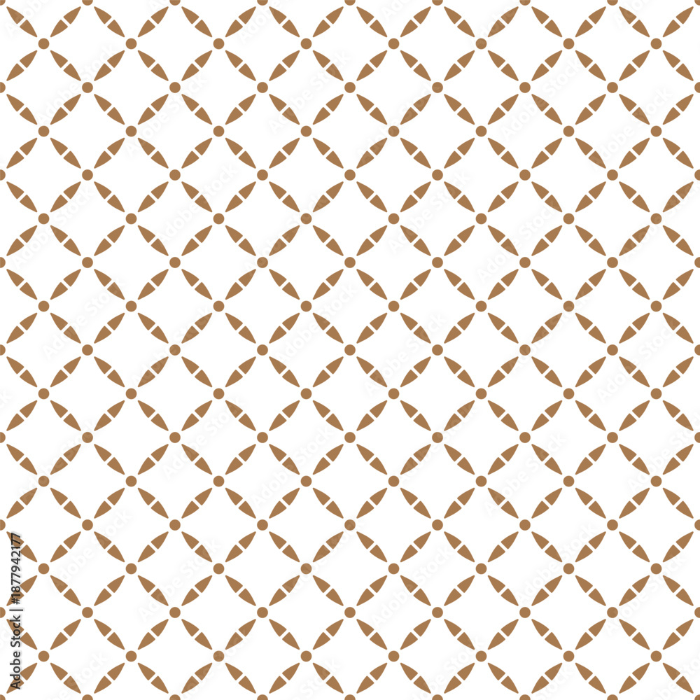 Fototapeta premium Minimalist Geometric Tile Pattern with Brown Circle and Dash on White