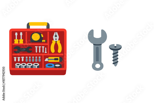 Toolbox and tools illustration with glow effect