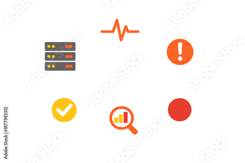 Technology icons and data visualization with glowing effects