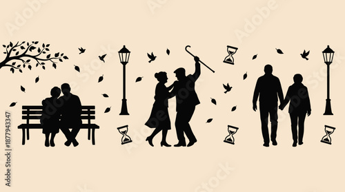 Senior couple enjoying their life together vector illustration