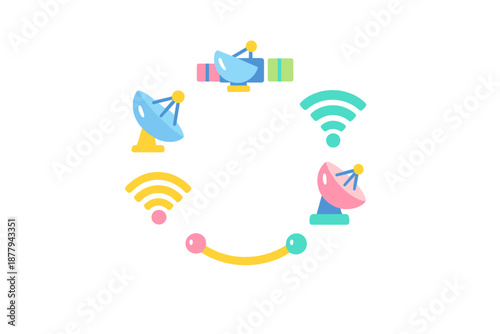 Satellite communication network with wireless signals