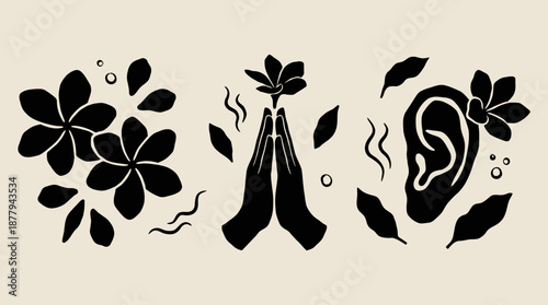 Spiritual wellness and spa elements vector illustration