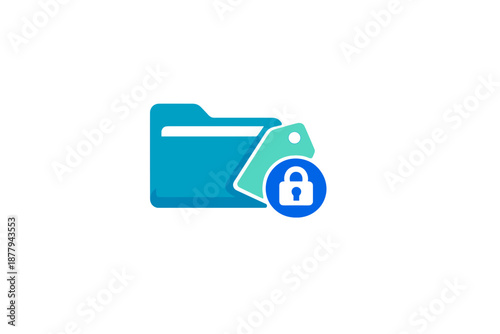 Secure Folder Icon with Lock Symbol and Blue Glow