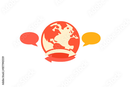 Global communication concept with earth and speech bubbles