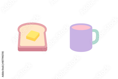 Toast with butter and a mug of coffee