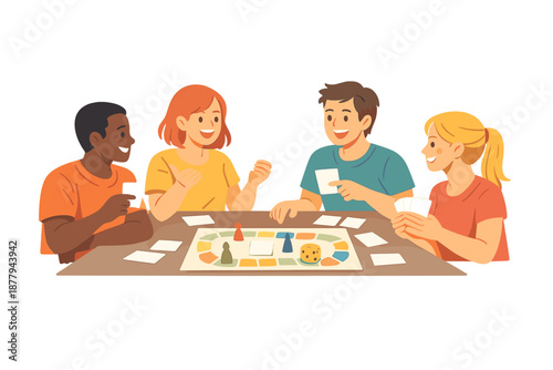 Friends playing a board game at a table