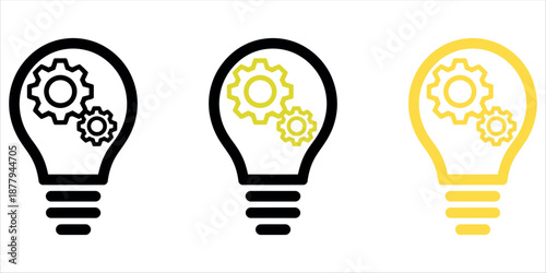 Innovative ideas and creative solutions with light bulb icons vector.