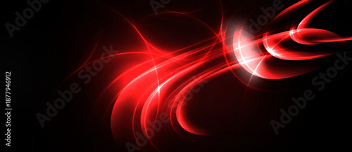Abstract red lines swirl, creating dynamic energy. Bright highlights contrast dark background. Modern design evokes speed, power.