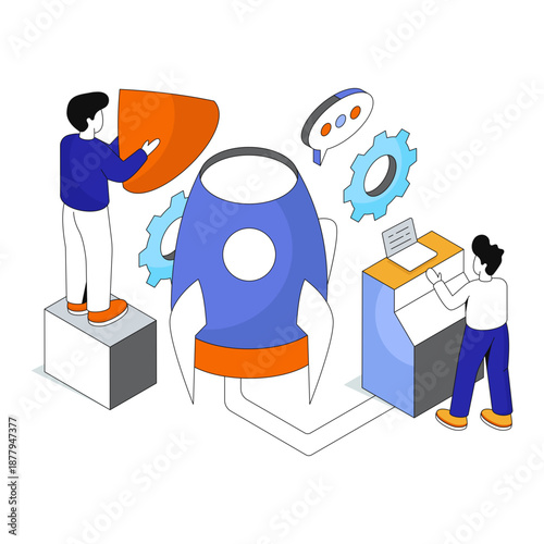 Editable design illustration of startup manage 