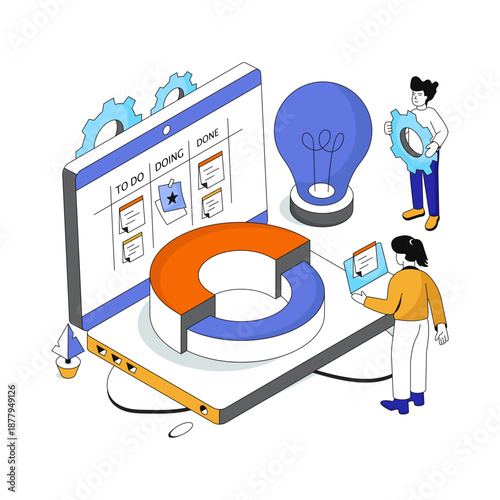 Trendy design illustration of task management 