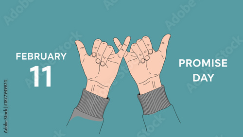 Promise Day illustration with pinky swear hands celebrating February eleven love commitment concept for romantic greeting card banner design